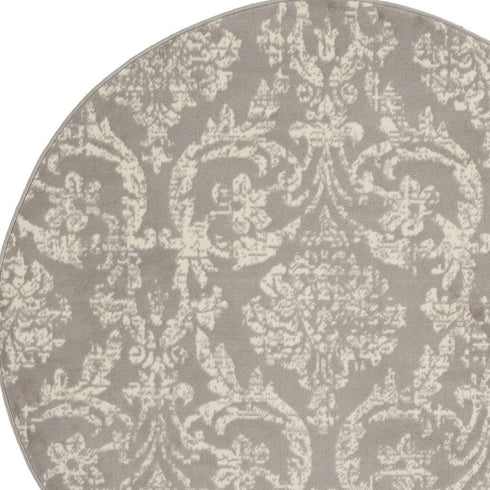 2' X 4' Gray Damask Power Loom Area Rug